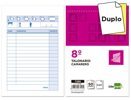 Talonario Liderpapel Camarero 8º 50 juegos duplicado